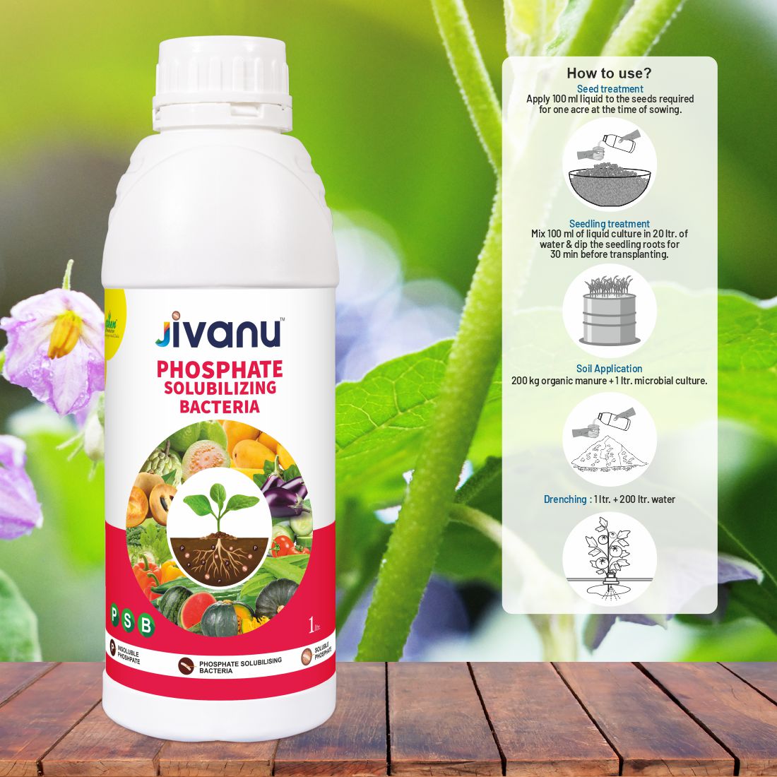 Green Revolution Jivanu Phosphate Solubilizing Bacteria (PSB) Liquid - 1 Litre