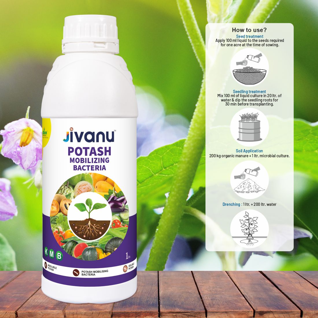 Green Revolution Jivanu Potassium Solubilizing and Mobilizing Bacteria (KMB) - 1 litre