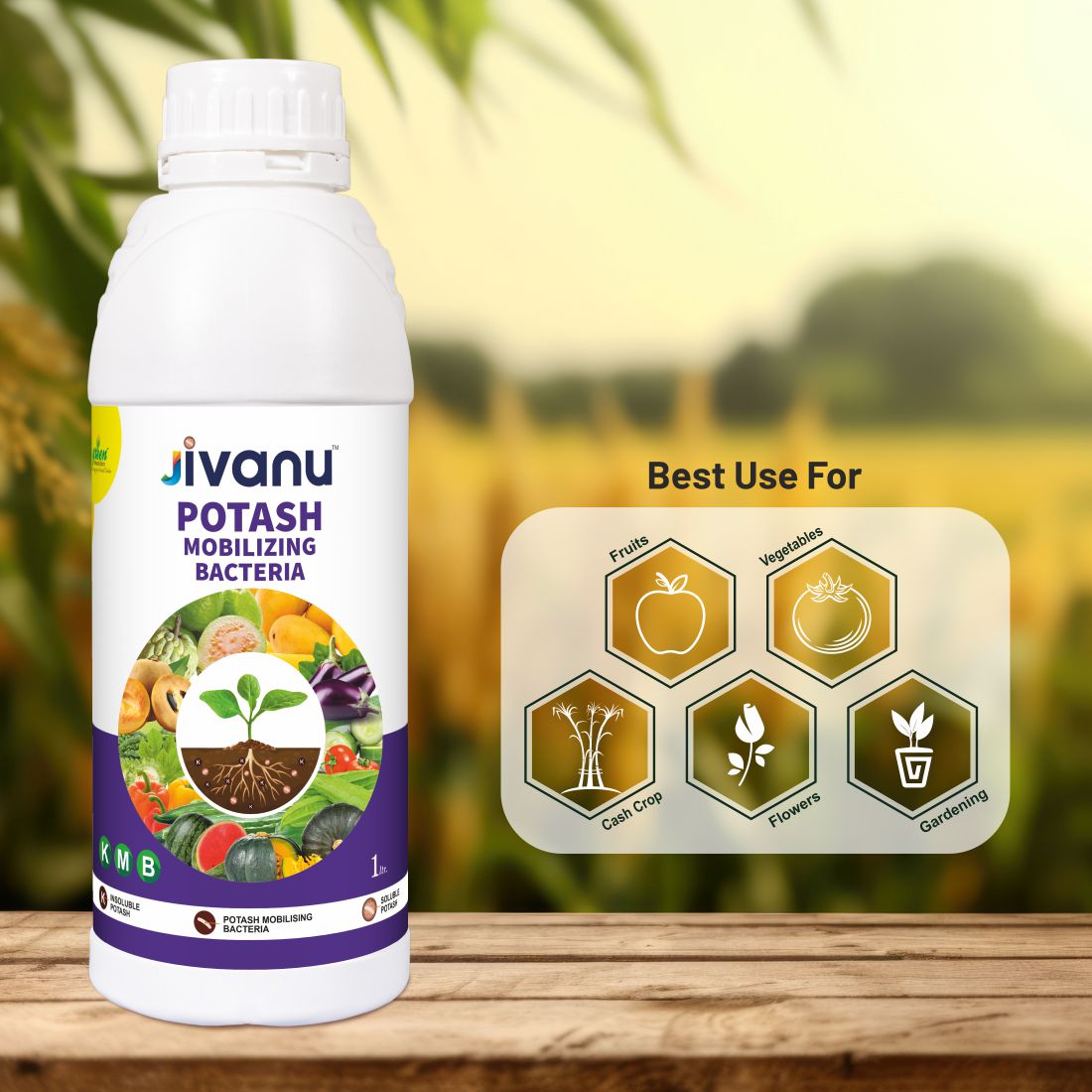 Green Revolution Jivanu Potassium Solubilizing and Mobilizing Bacteria (KMB) - 1 litre