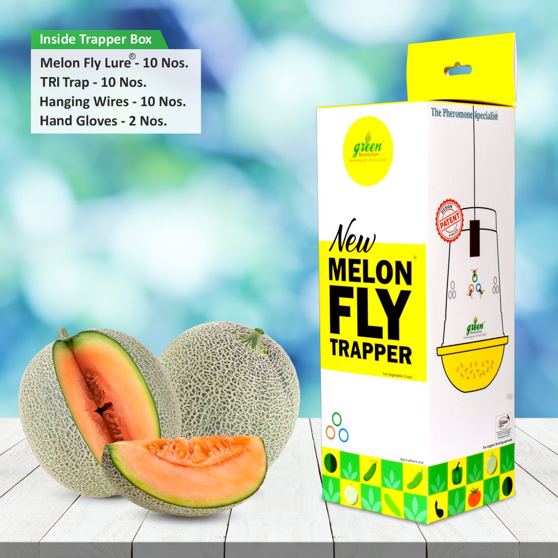 Green Revolution Melon Fly Trapper | 10 Melon Fly Lure with 10 TRI TRAP