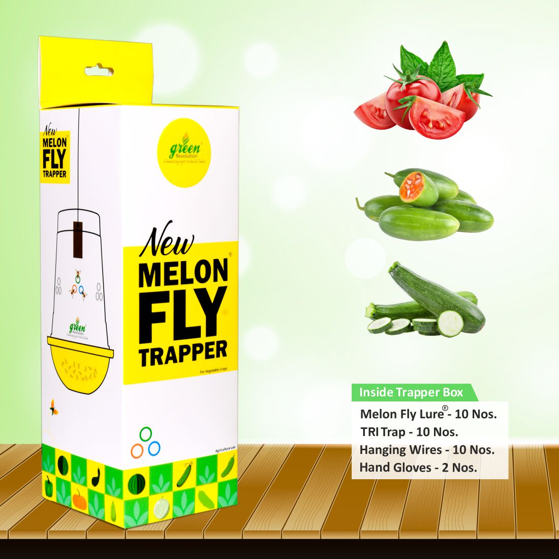 Green Revolution Melon Fly Trapper | 10 Melon Fly Lure with 10 TRI TRAP