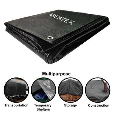 Mipatex Tarpaulin / Tirpal 24 Feet x 15 Feet 150 GSM (Black)
