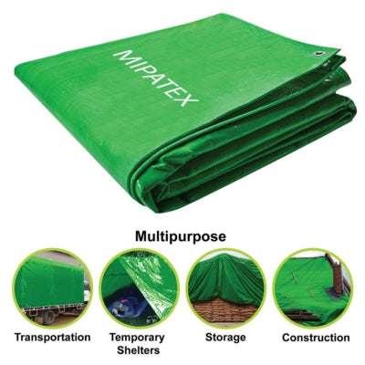 Mipatex Tarpaulin / Tirpal 18 Feet x 18 Feet 150 GSM (Green/White)