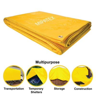 Mipatex Tarpaulin / Tirpal 21 Feet x 15 Feet 200 GSM (Yellow)