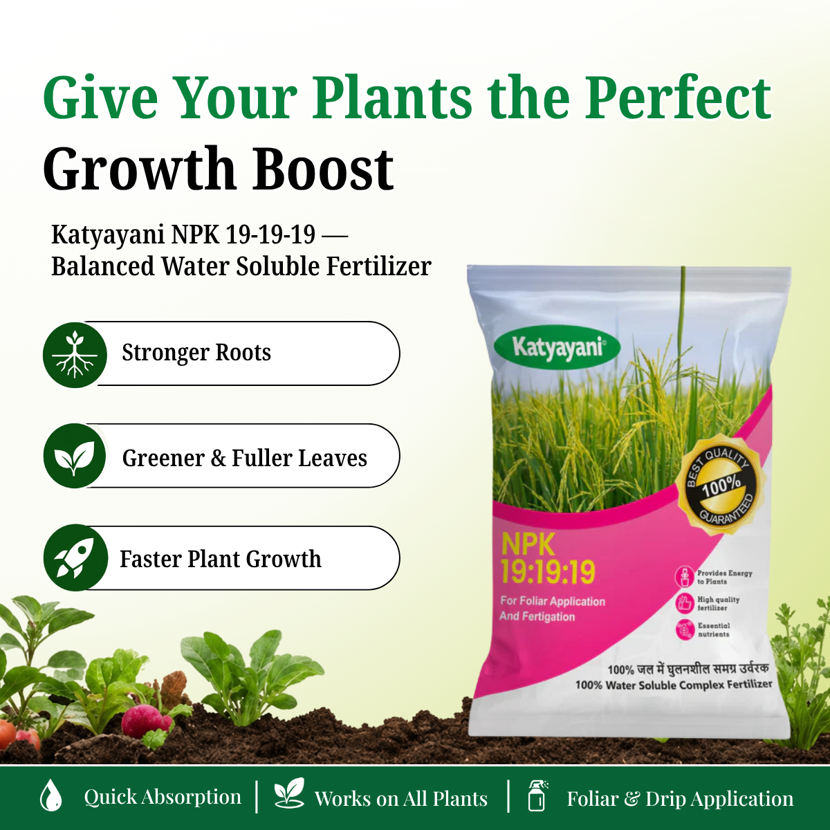 Katyayani NPK 19:19:19 100% Water-Soluble Fertilizer for Foliar & Drip