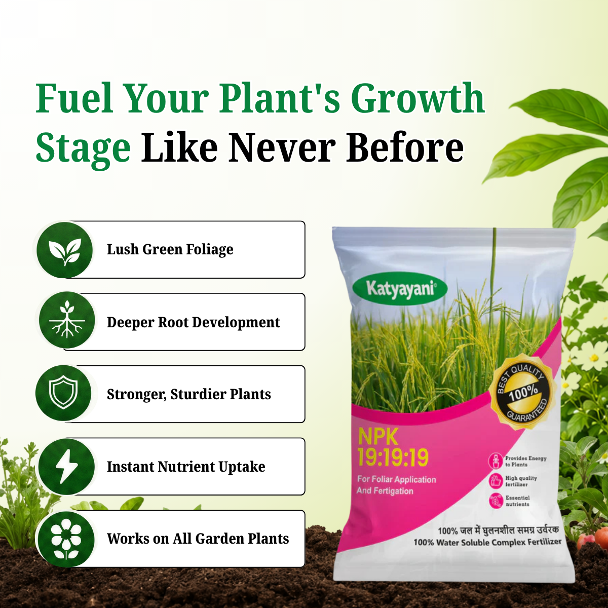 Katyayani NPK 19:19:19 100% Water-Soluble Fertilizer for Foliar & Drip