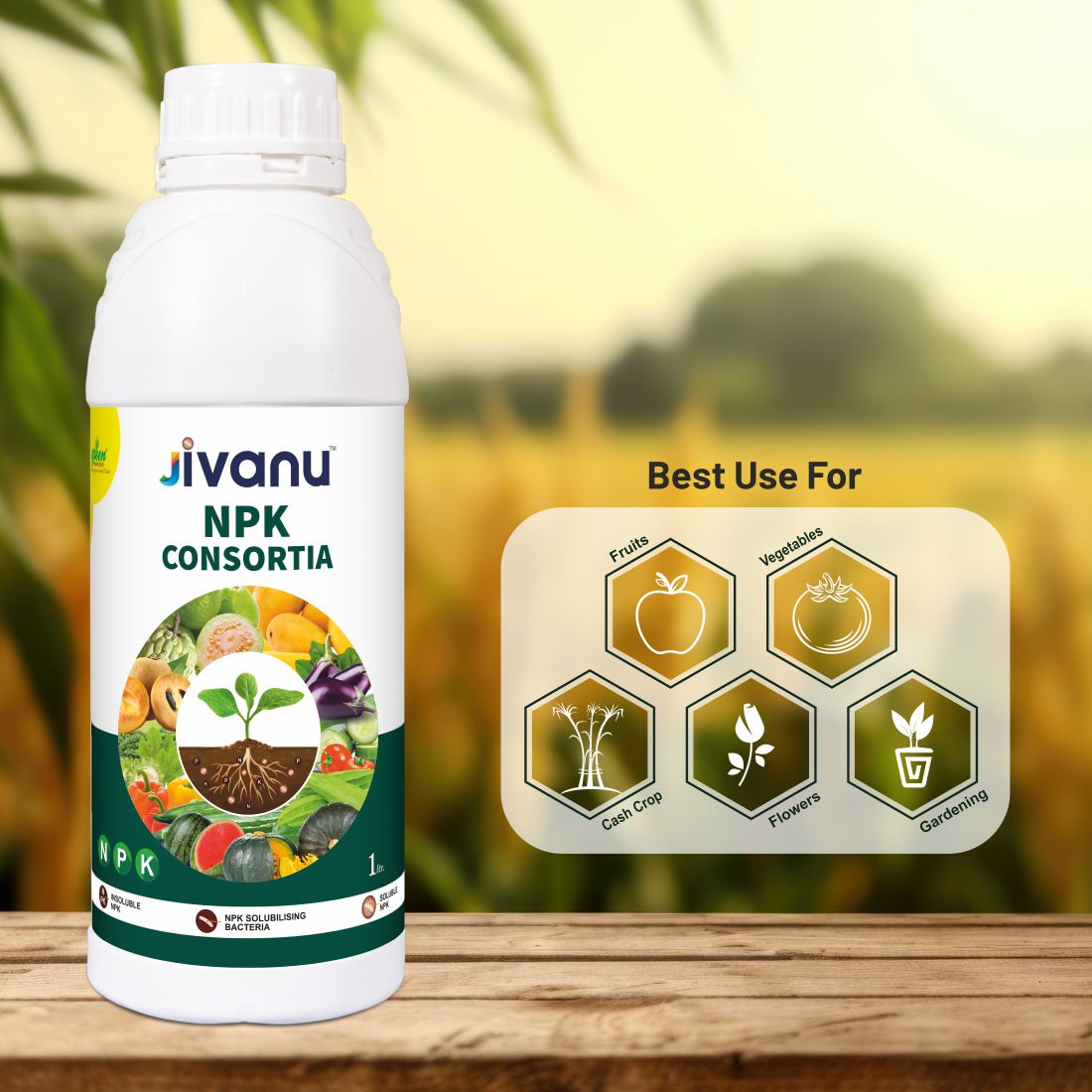 Green Revolution Jivanu NPK Consortia Bacteria Liquid - 1 Litre