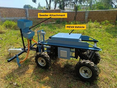 MEVA Electric Vehicle + Mini Tiller Attachment + Sprayer Attachment