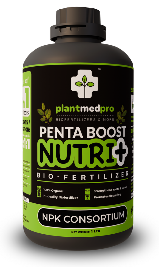 Plantmedpro™ Penta Boost Nutri+ 5-in-1 Biofertilizer - NPK & Zinc Mobilizing Microbes for Complete Plant Nutrition, Growth & Blooms | Organic fertilizer for home garden, pot plants (1 Litre)