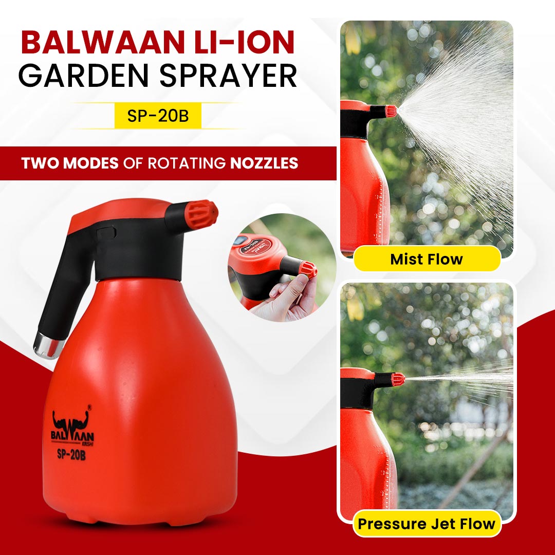Balwaan Li-ion Battery Sprayer (2 Liters) SP-20B | Automatic Watering Can for Garden | Li-ion Battery Powered Spray Bottle | Useful in Irrigation & Pest Control in Farm