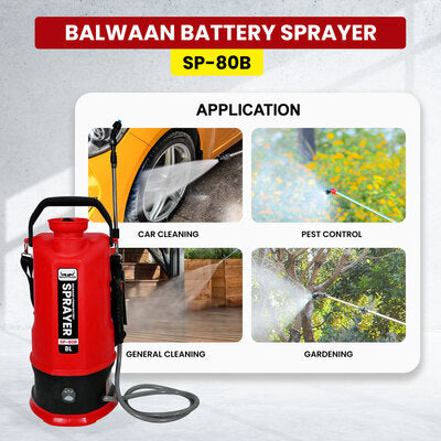 Balwaan Li-ion Battery Sprayer (8 Liters) SP-80B | 12 Volts x 2.6 Ampere Battery Garden Spray Pump, 8 Litre Tank Capacity Suitable for Garden Pest Control, Agricultural Sprayer Pump for Farm
