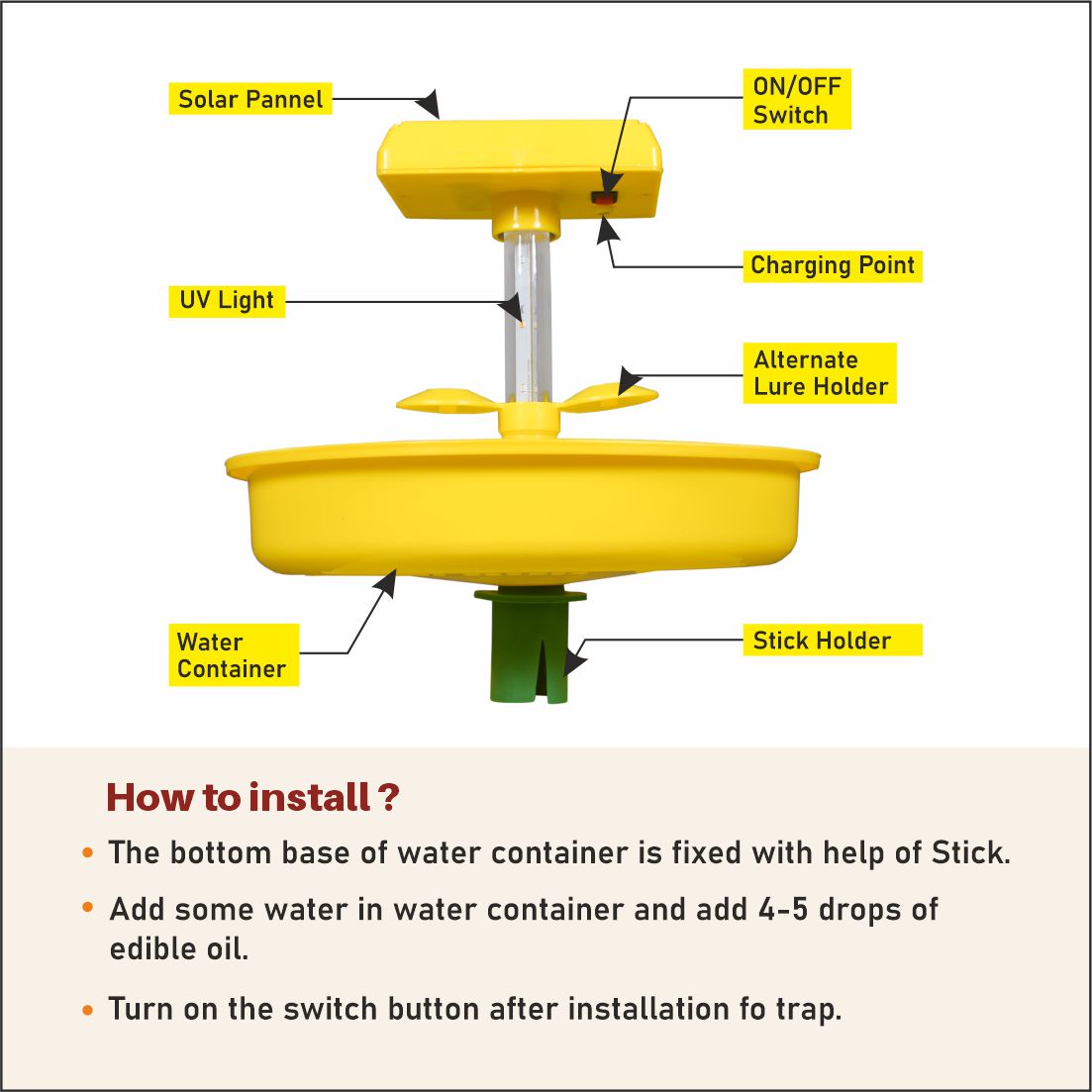 Green Revolution Solar Minichargeable Insect Light Trap To Control Flying Insect