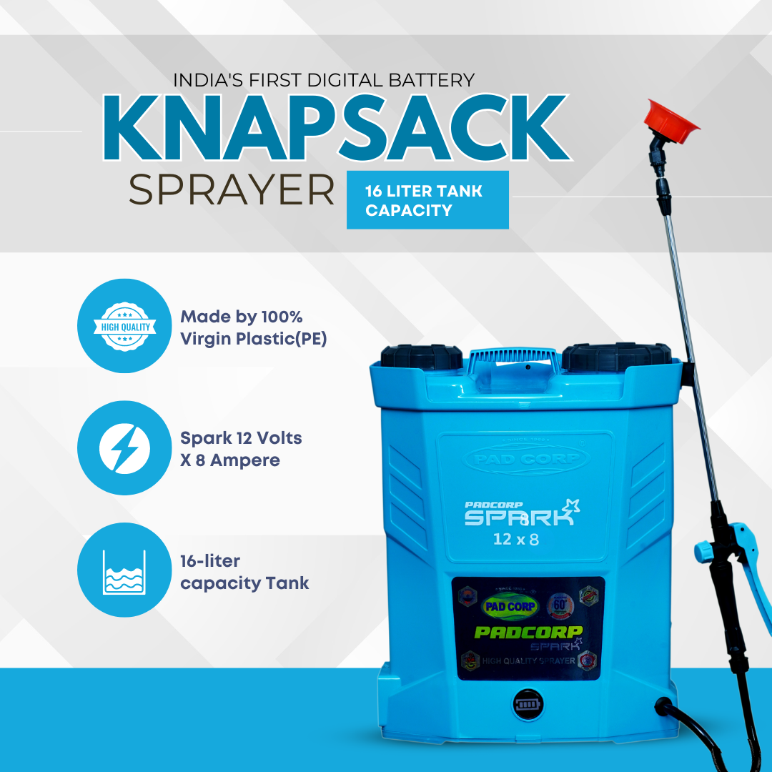 Pad Corp Spark Battery Operated Sprayer, 12 Volt x 8 Amp Battery - 16 Litre Tank Capacity
