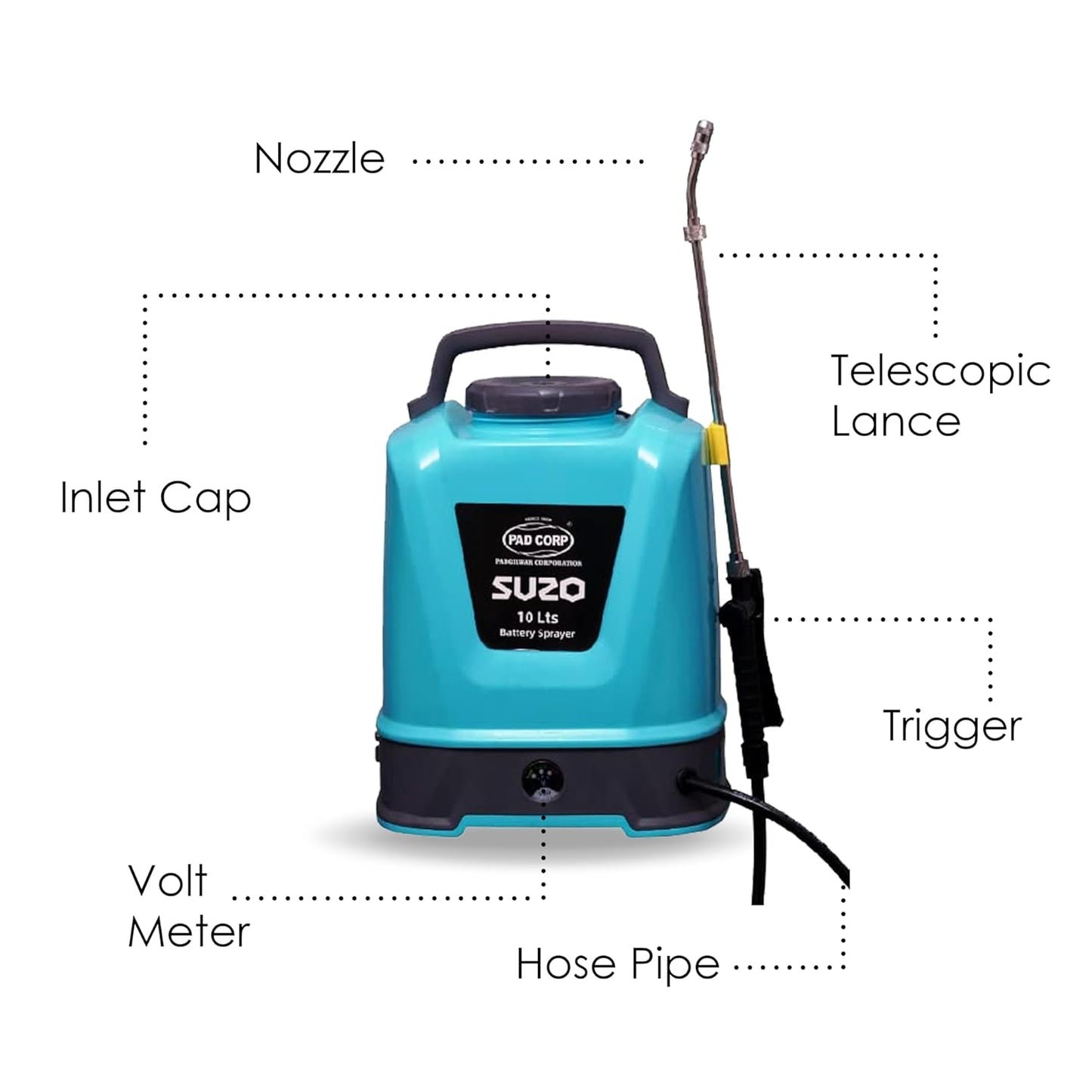Pad Corp Lithium Suzo 10 Liter Battery Sprayer Tank Capacity