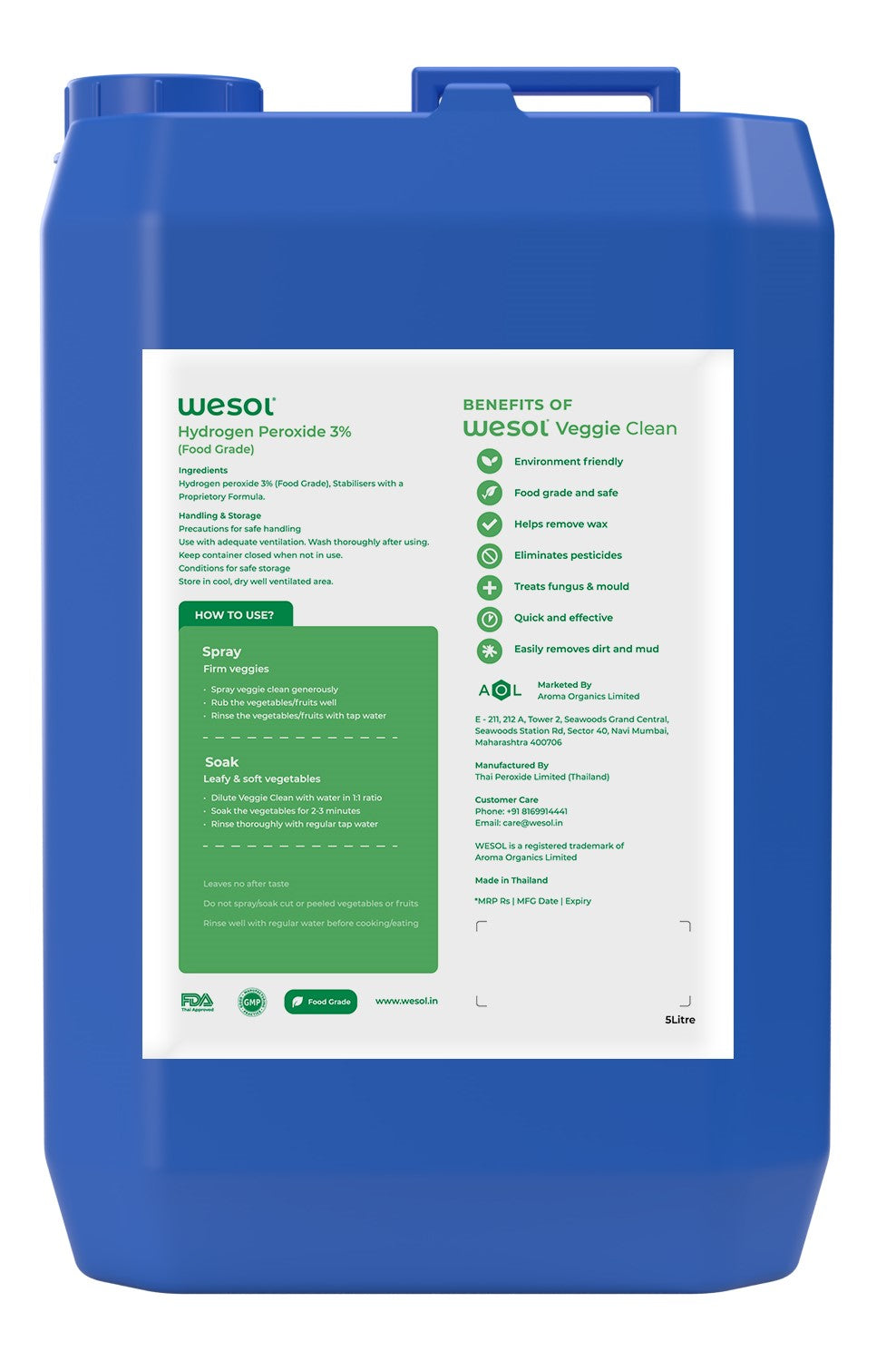 Wesol Vegetable Wash Liquid Hydrogen Peroxide 3% w/w