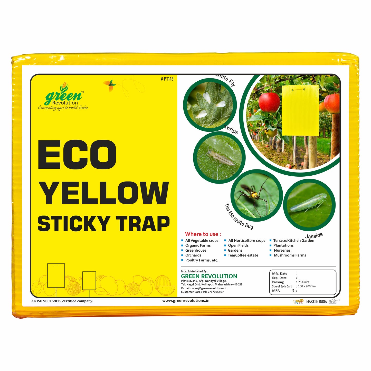 Green Revolution Eco Yellow Sticky Trap | Size A5, 150mm x 200mm