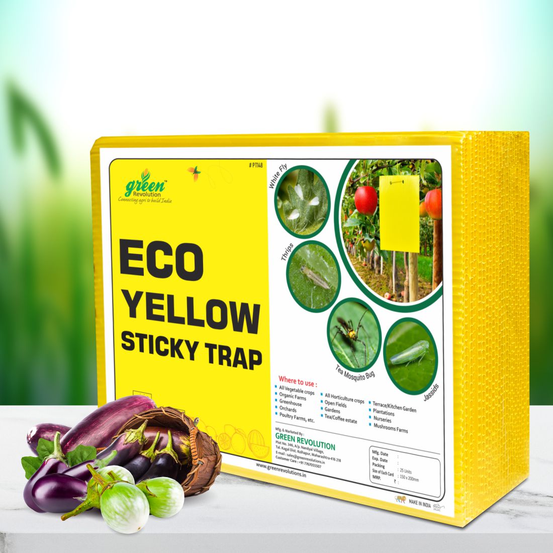 Green Revolution Eco Yellow Sticky Trap | Size A5, 150mm x 200mm