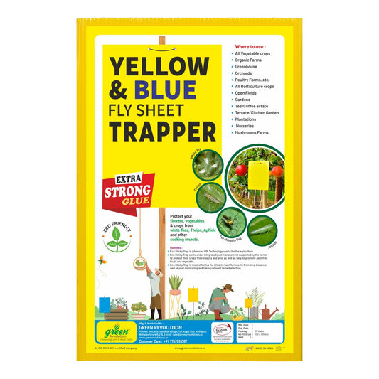 Green Revolution ECO Yellow & Blue Mix Sticky Trap/Insect Trap for Garden & Farm | A4 Size