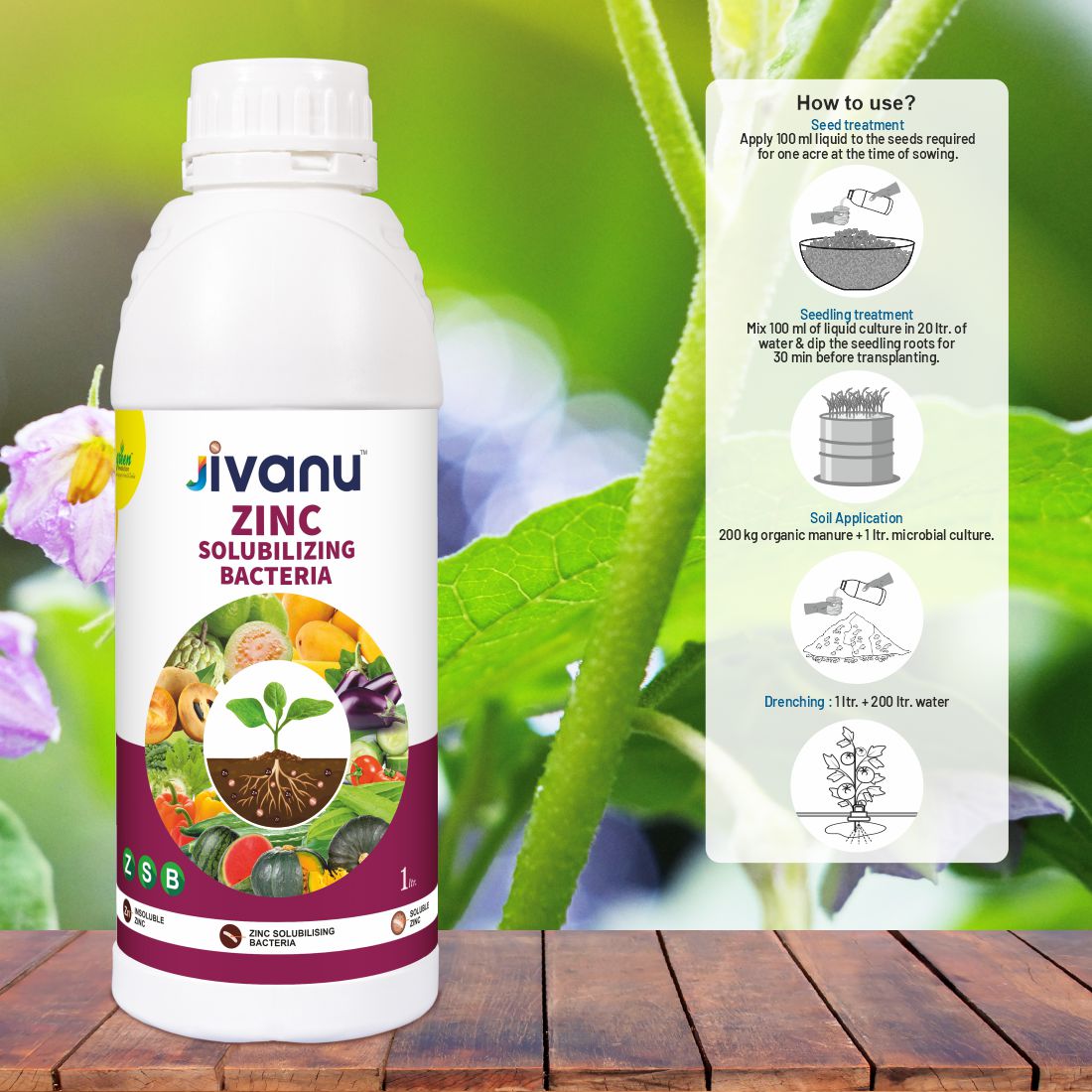 Green Revolution Jivanu Zinc Solubilizing Bacteria (ZSB) Liquid- 1 Litre