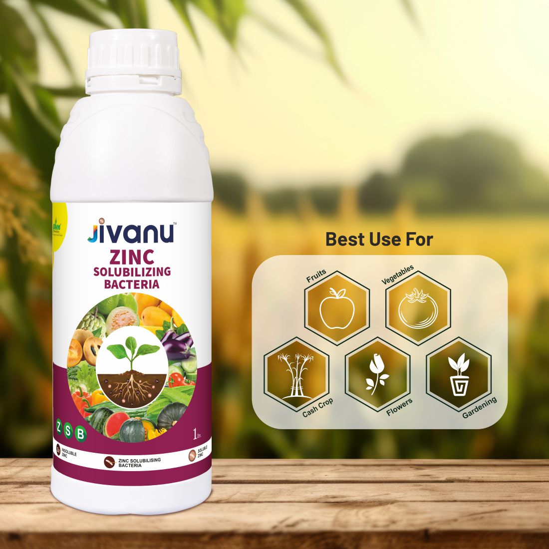 Green Revolution Jivanu Zinc Solubilizing Bacteria (ZSB) Liquid- 1 Litre